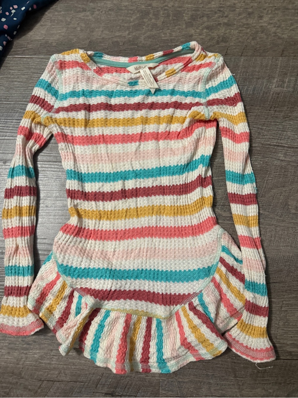 Matilda Jane Multi-Color Striped Ruffle Hem Knit Top